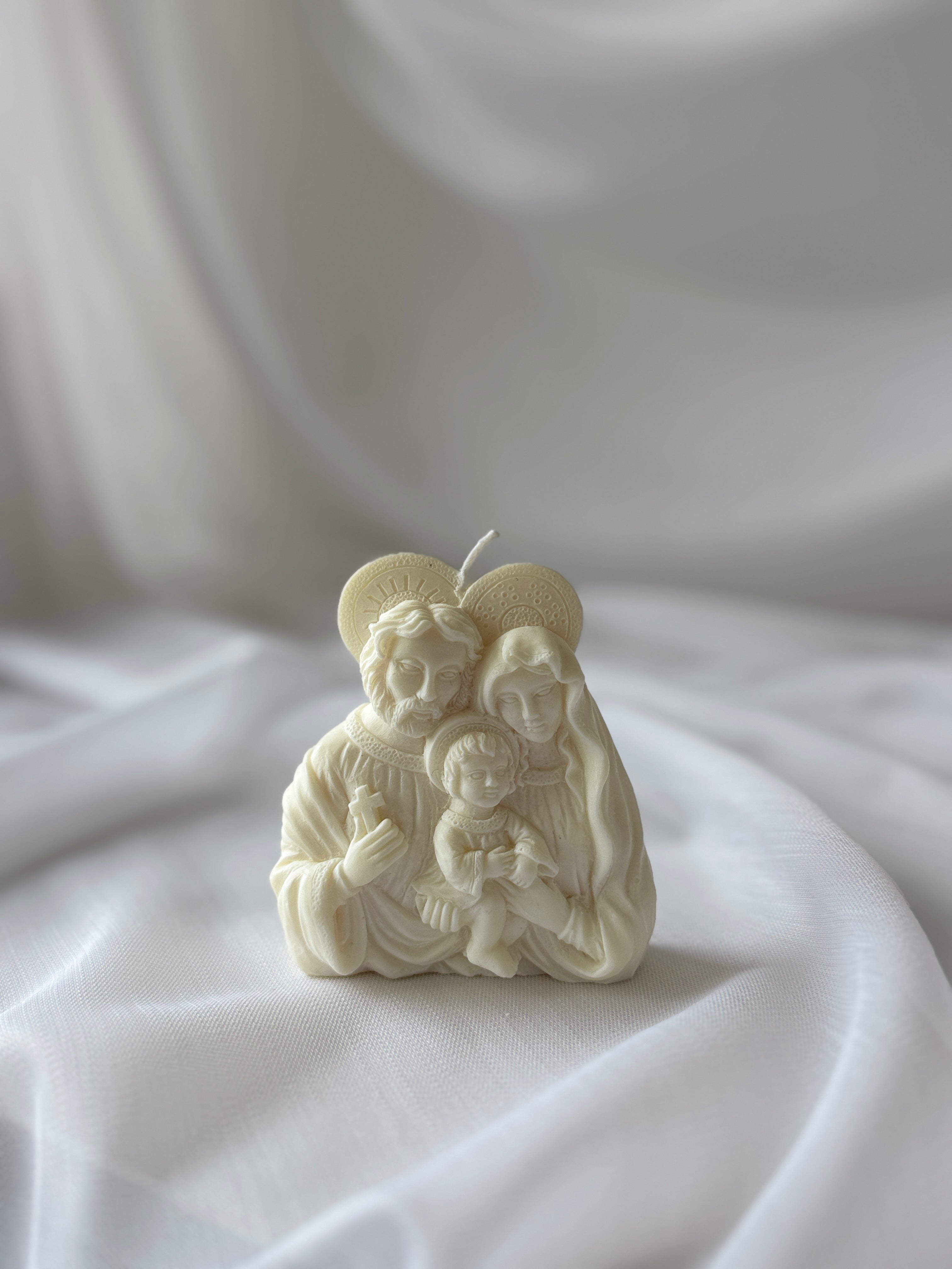 Heilige Familie-Kerze weiss