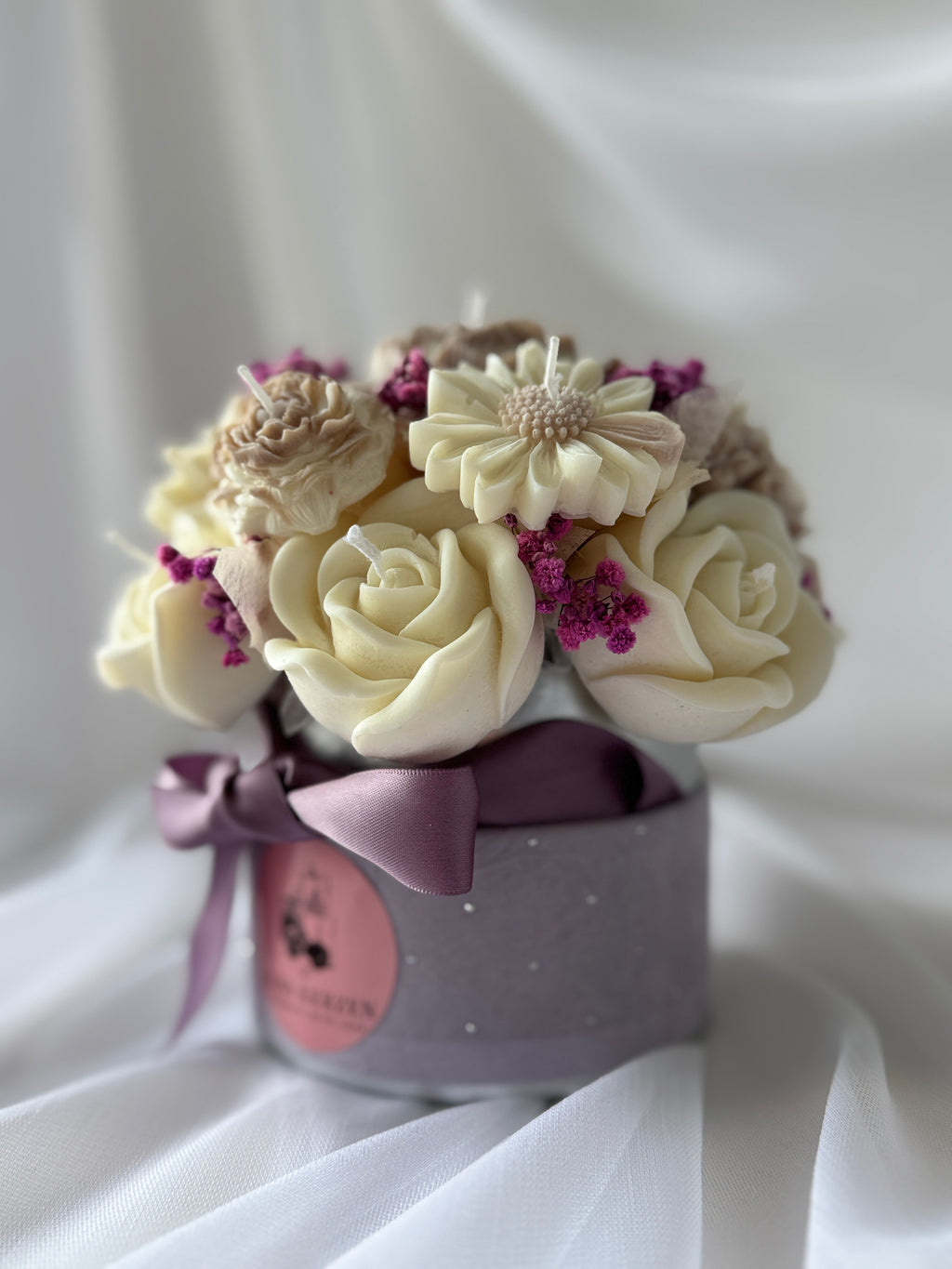 Kerzenstrauss violett/beige mittel