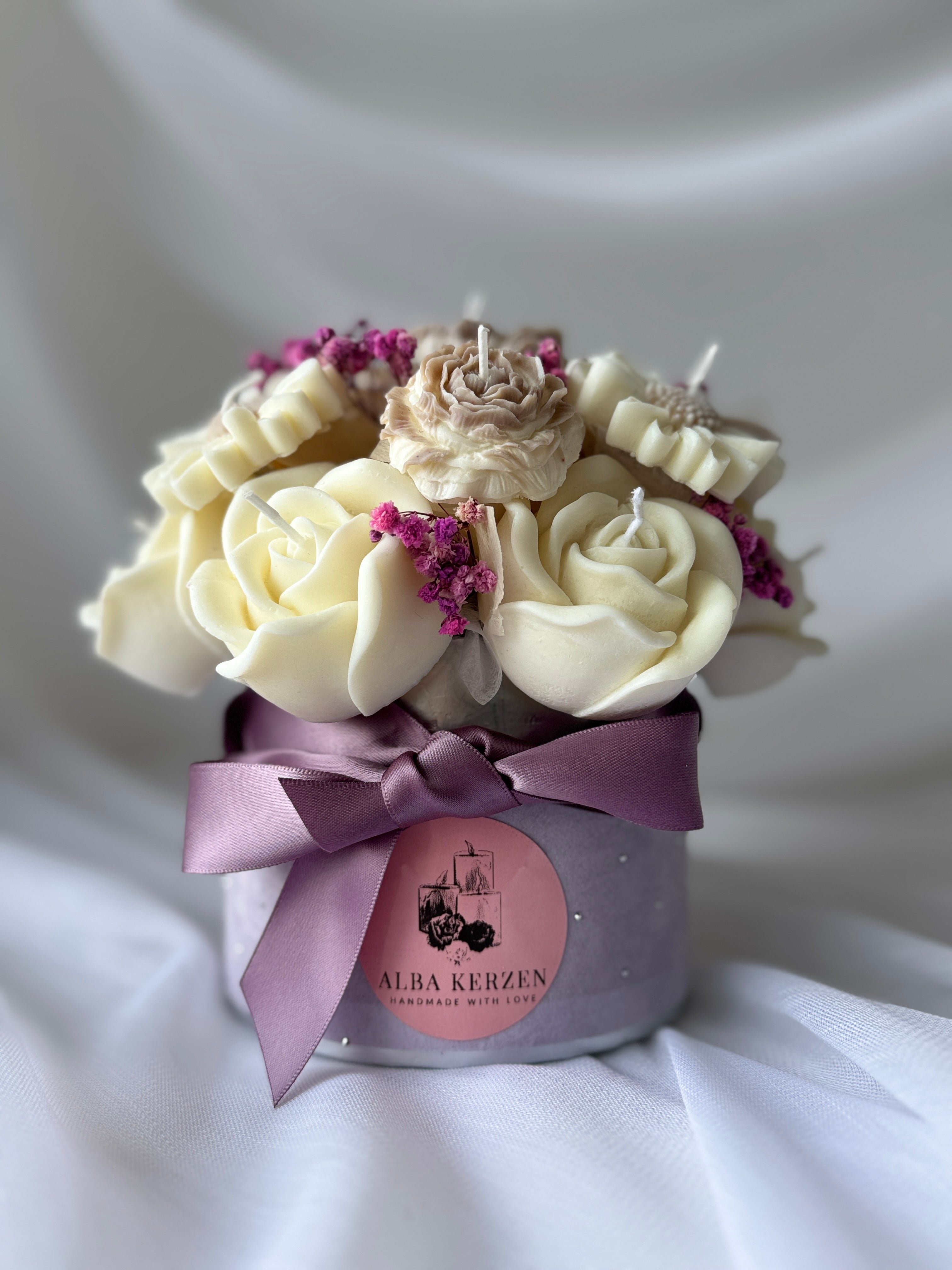 Kerzenstrauss violett/beige mittel