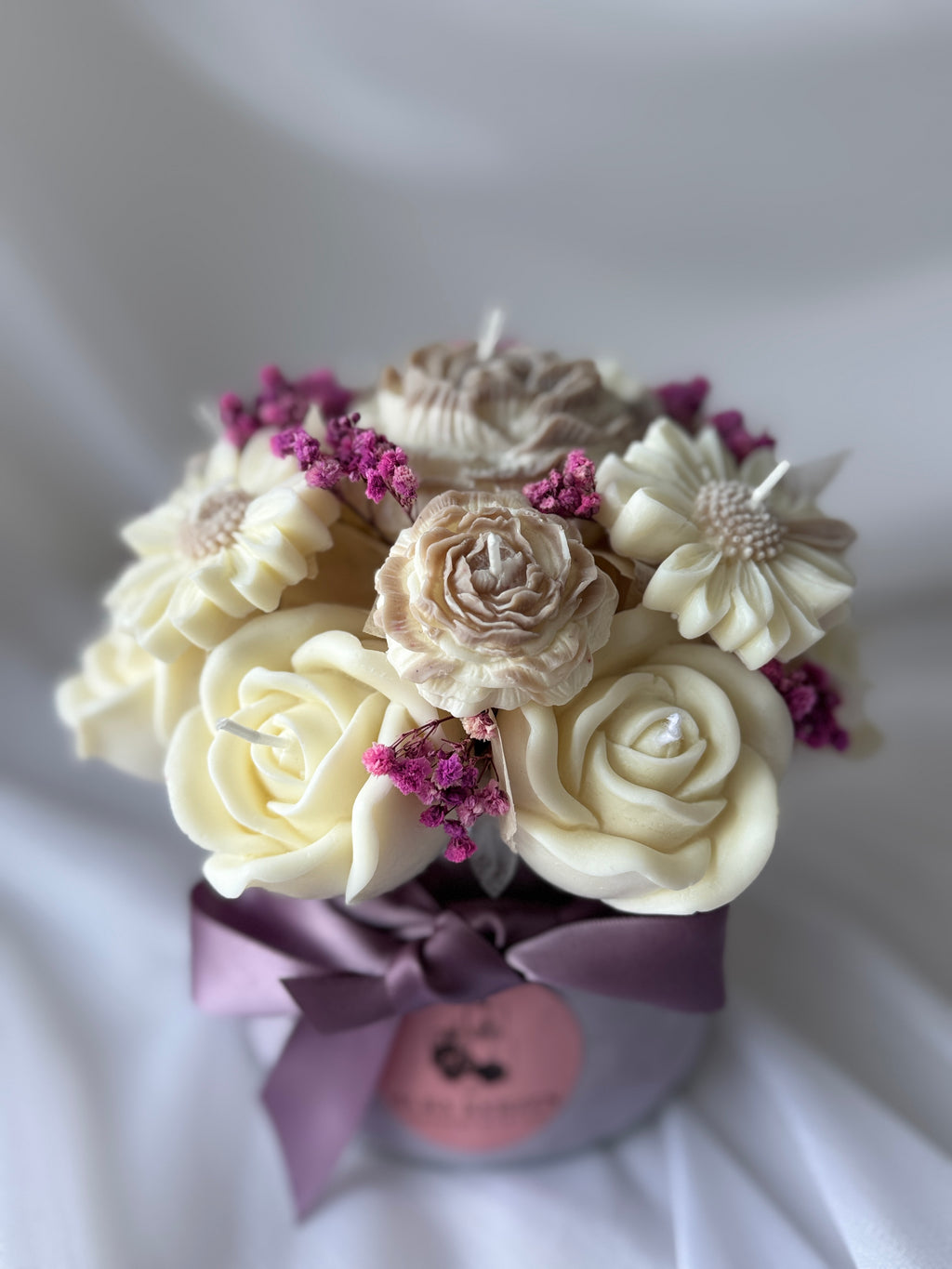 Kerzenstrauss violett/beige mittel