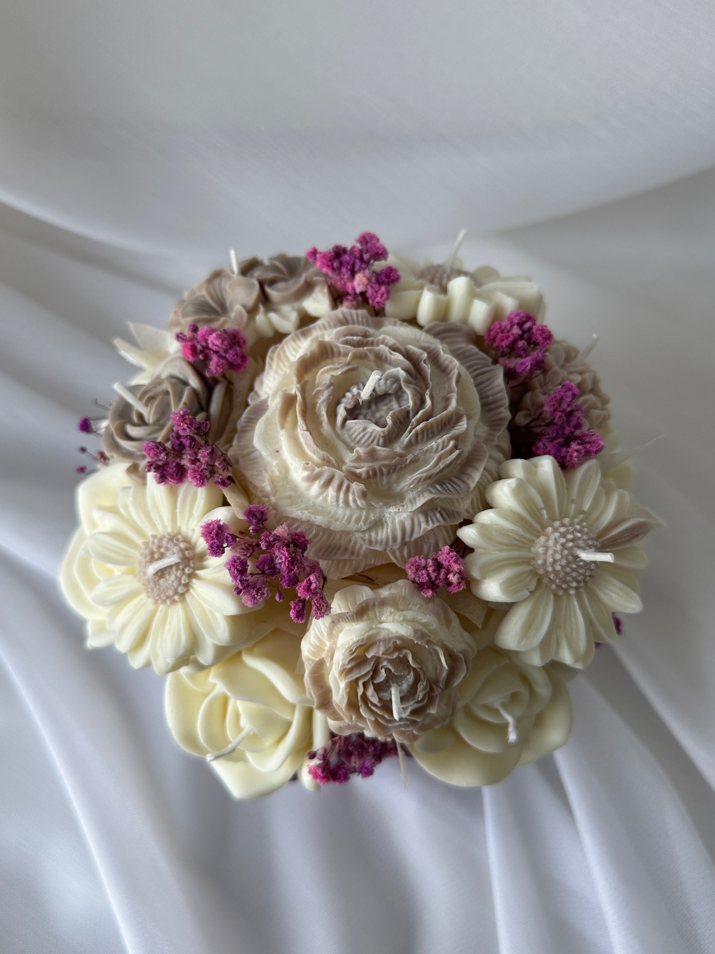 Kerzenstrauss violett/beige mittel