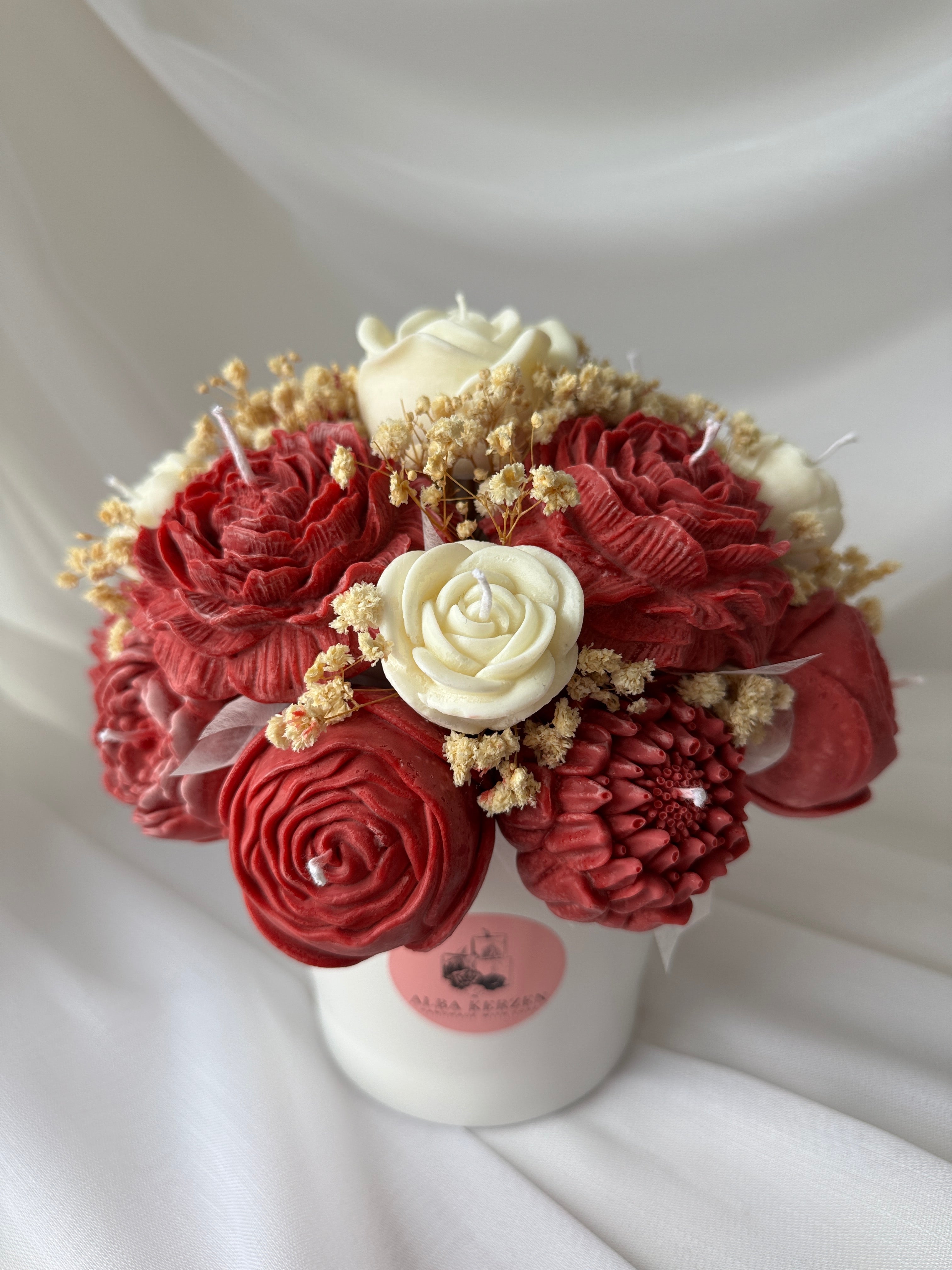 Kerzenstrauss rot/weiss gross