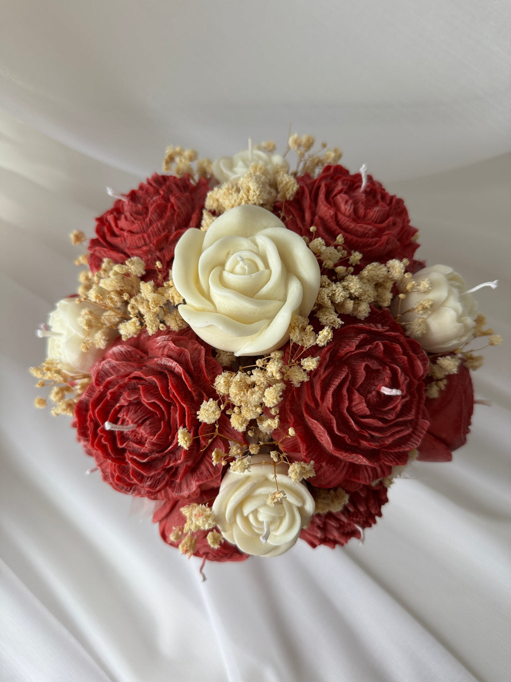 Kerzenstrauss rot/weiss gross