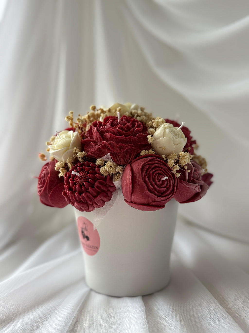 Kerzenstrauss rot/weiss gross