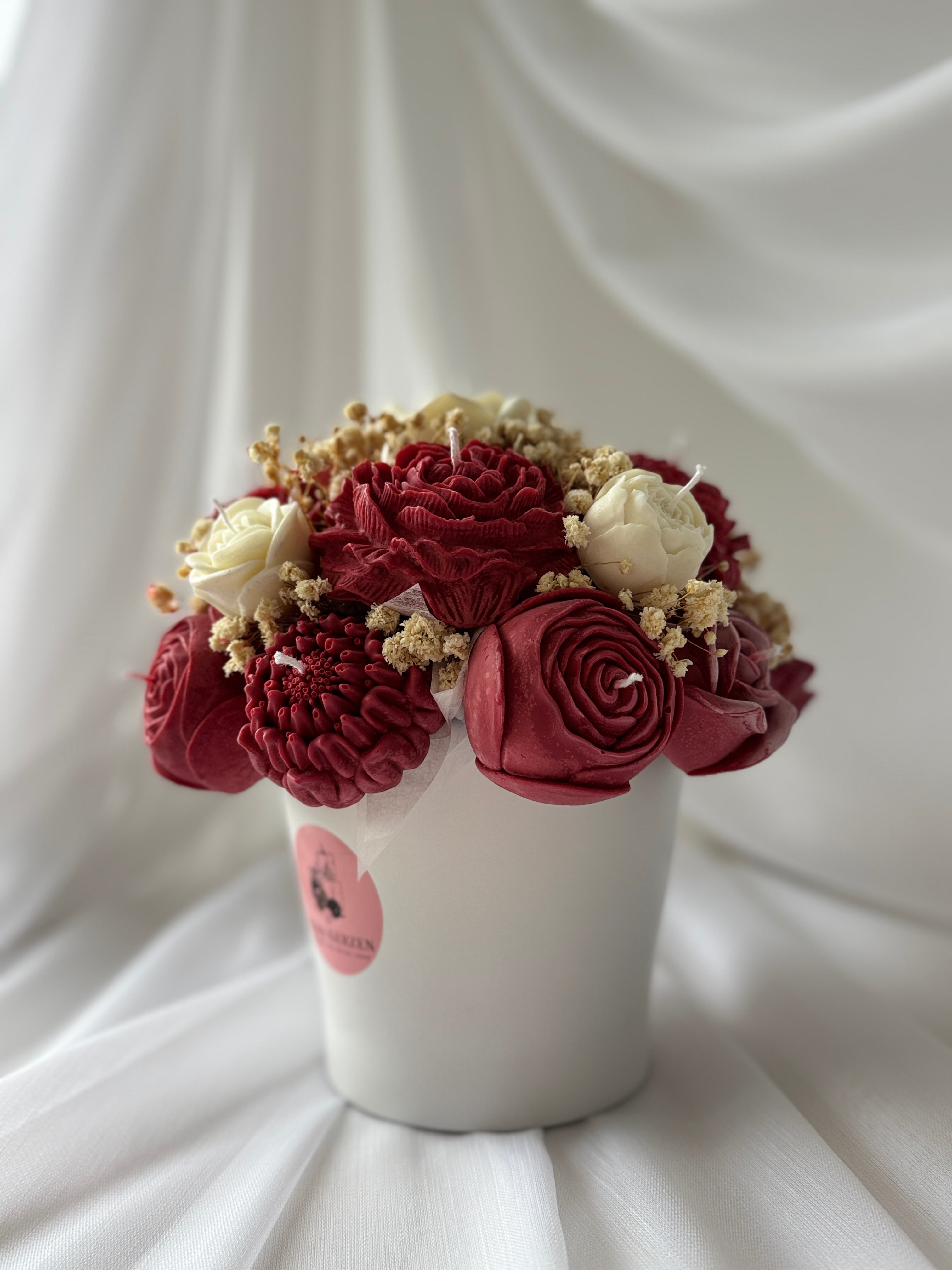 Kerzenstrauss rot/weiss gross