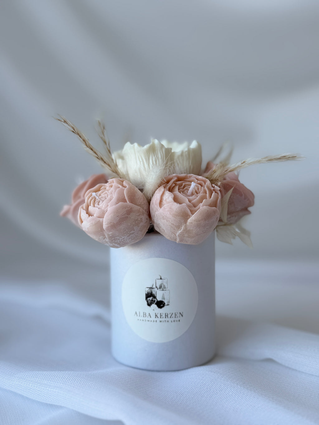 Kerzenstrauss Weiss-Beige Elegance klein