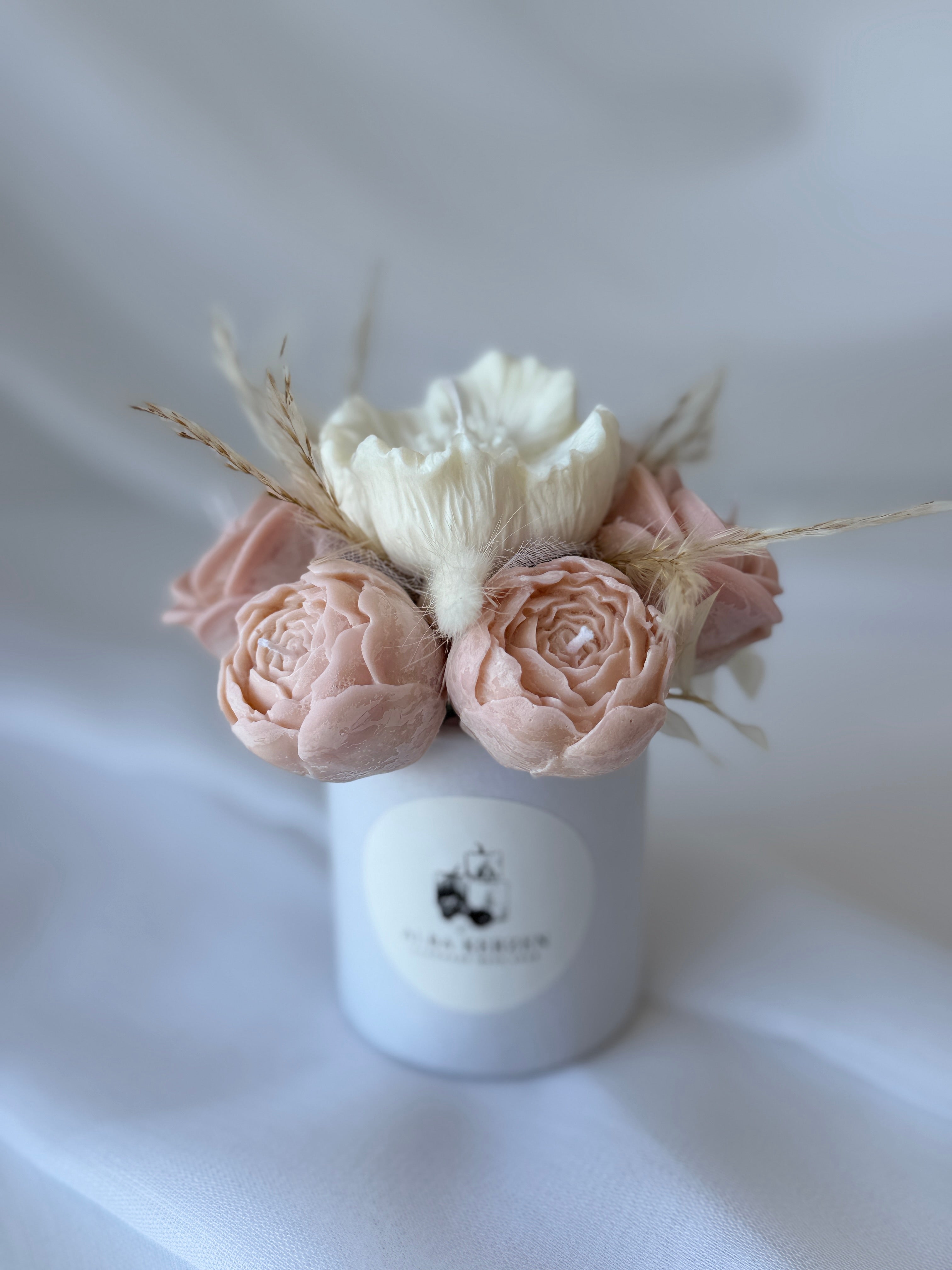 Kerzenstrauss Weiss-Beige Elegance klein