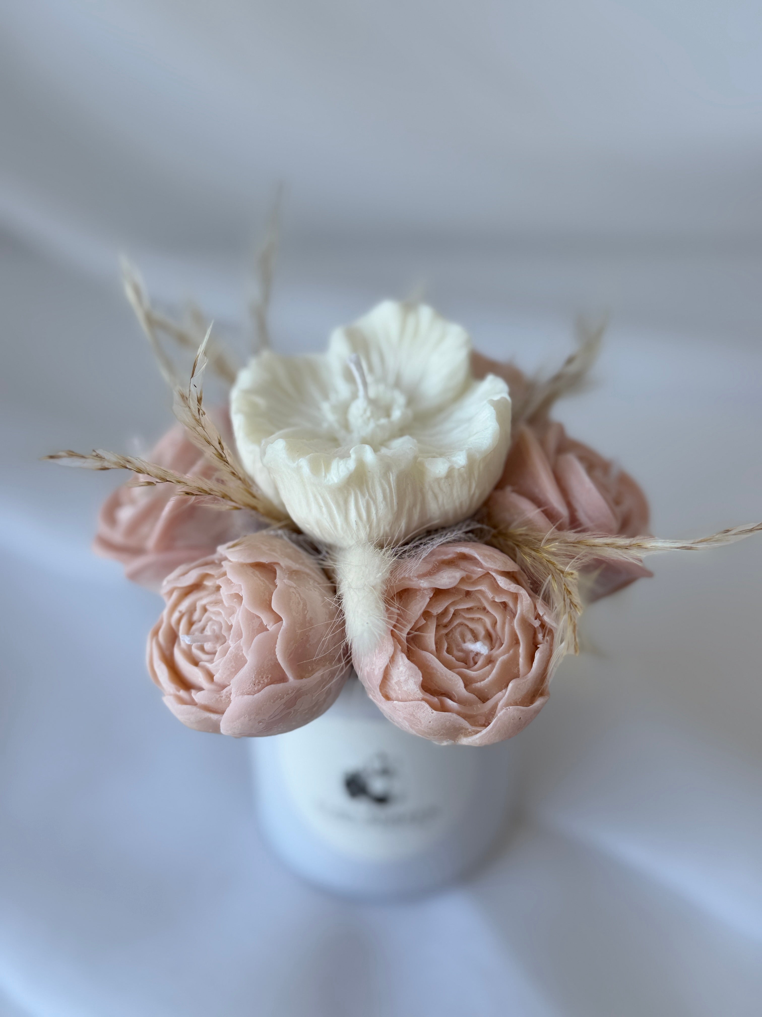 Kerzenstrauss Weiss-Beige Elegance klein