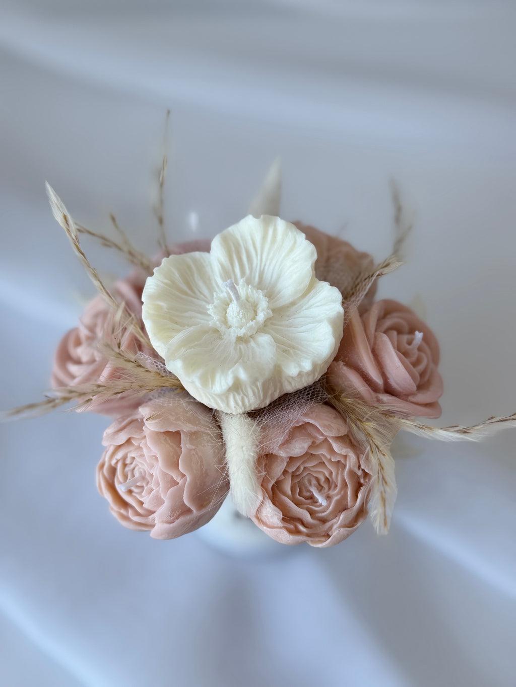 Kerzenstrauss Weiss-Beige Elegance klein