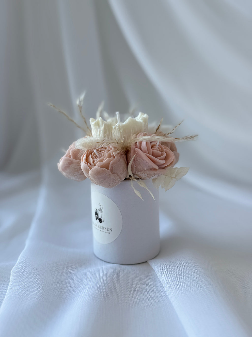 Kerzenstrauss Weiss-Beige Elegance klein