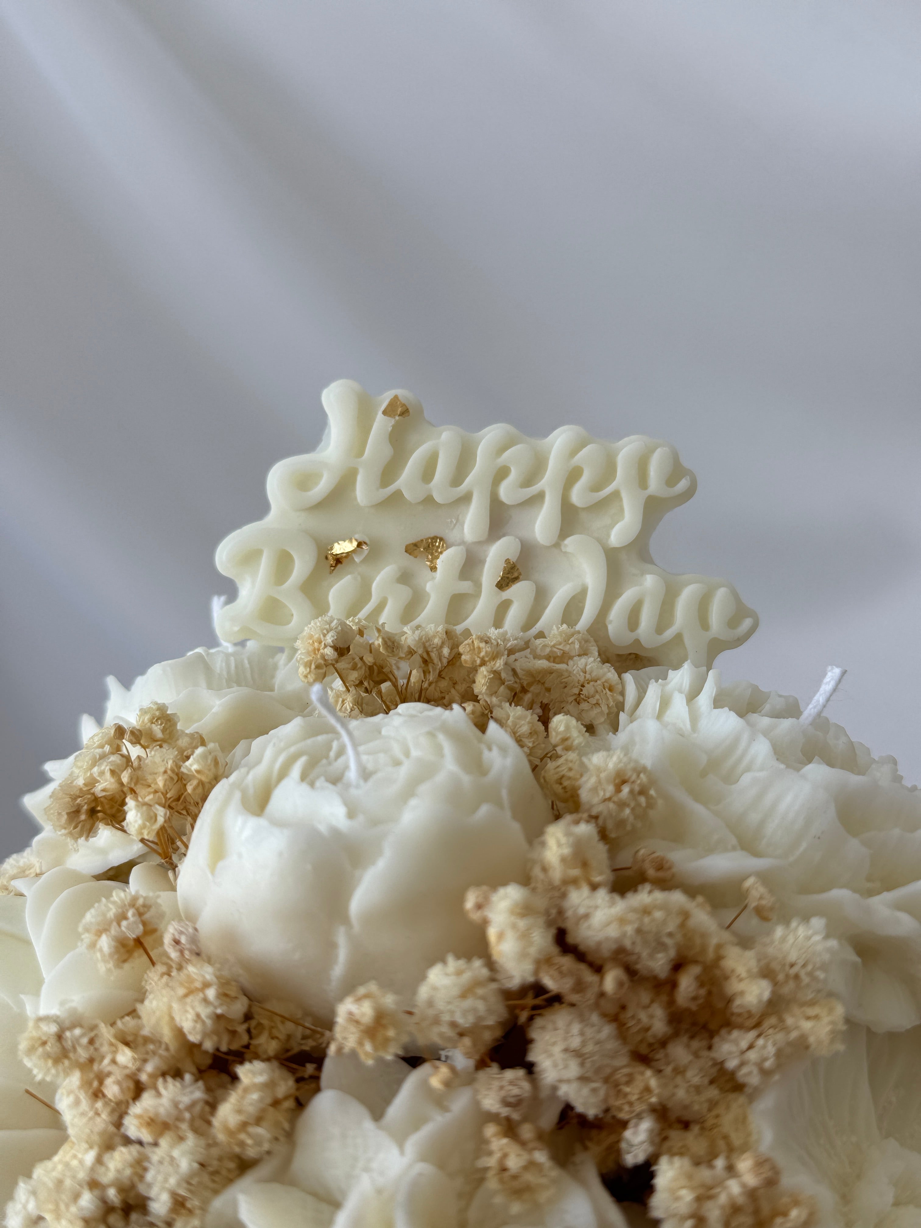 Kerzenstrauss Happy Birthday Creme mittel