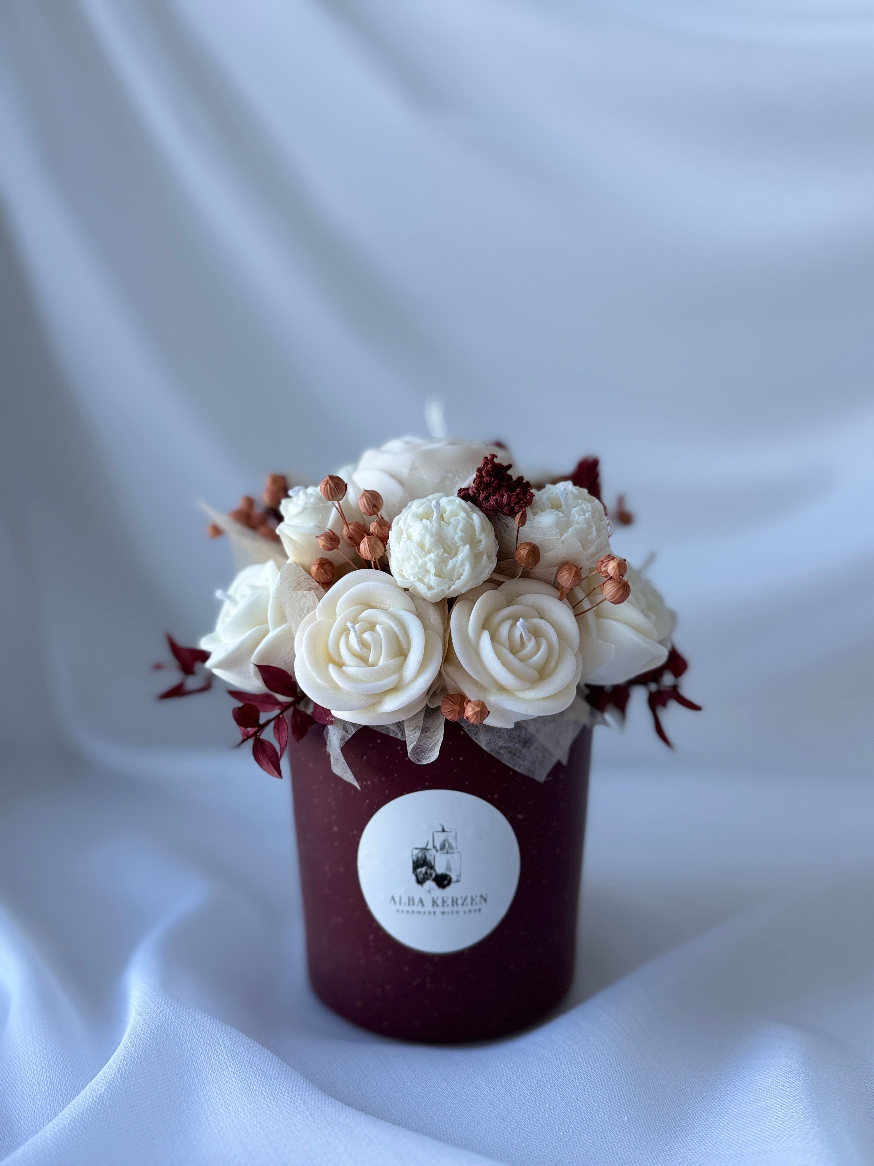 Kerzenstrauss Bordeaux Elegance mittel