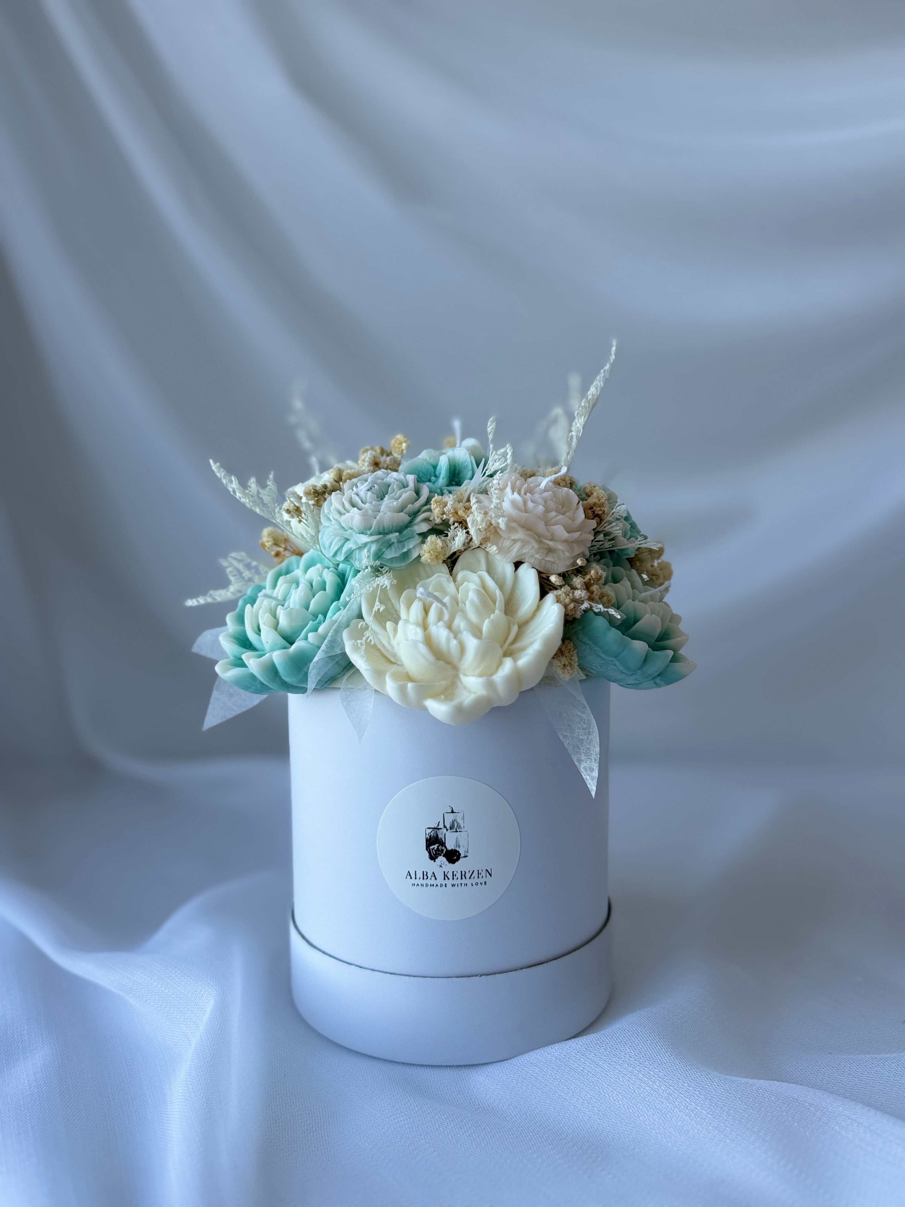 Kerzenstrauss Mint & Creme mittel