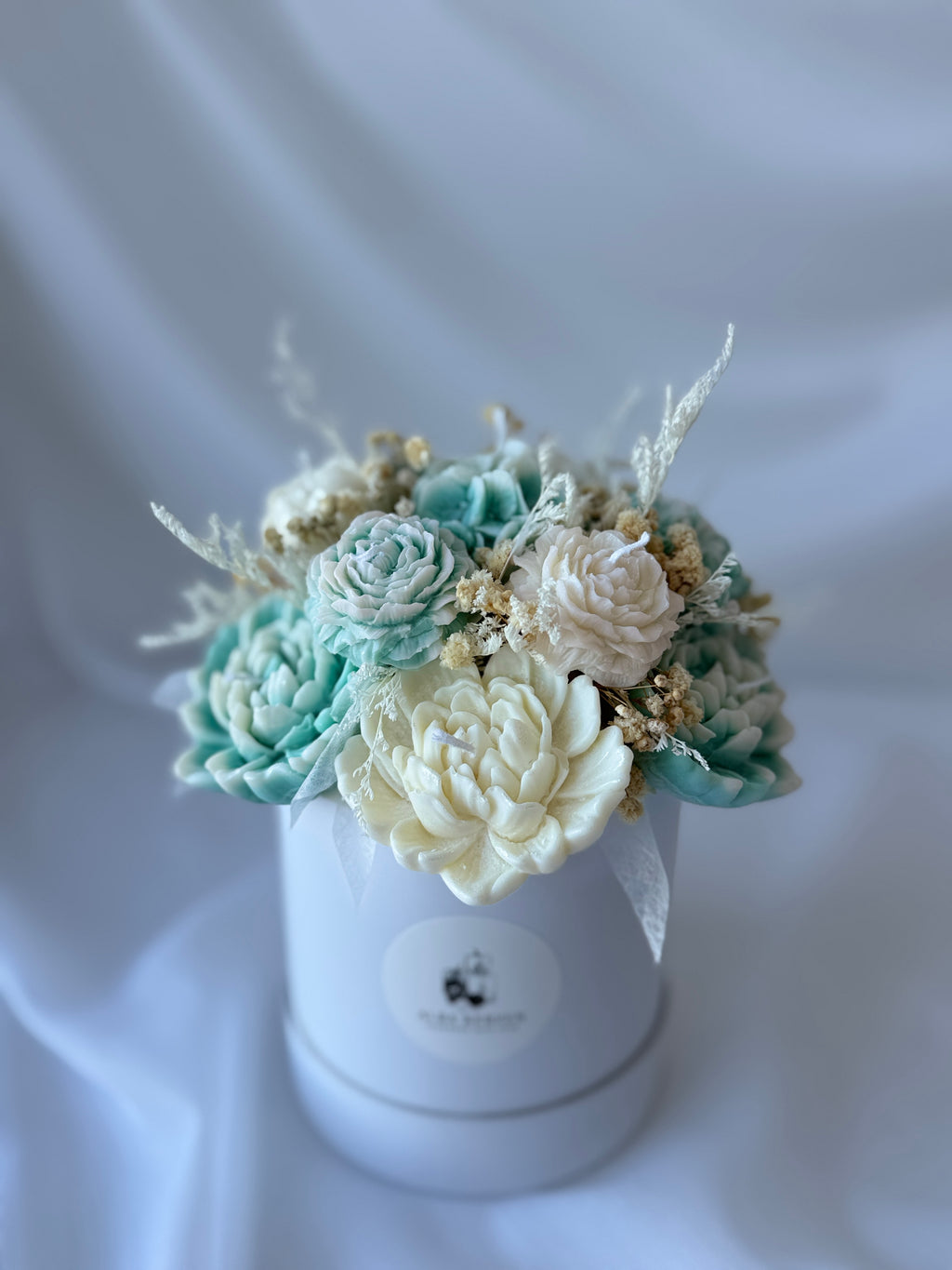 Kerzenstrauss Mint & Creme mittel