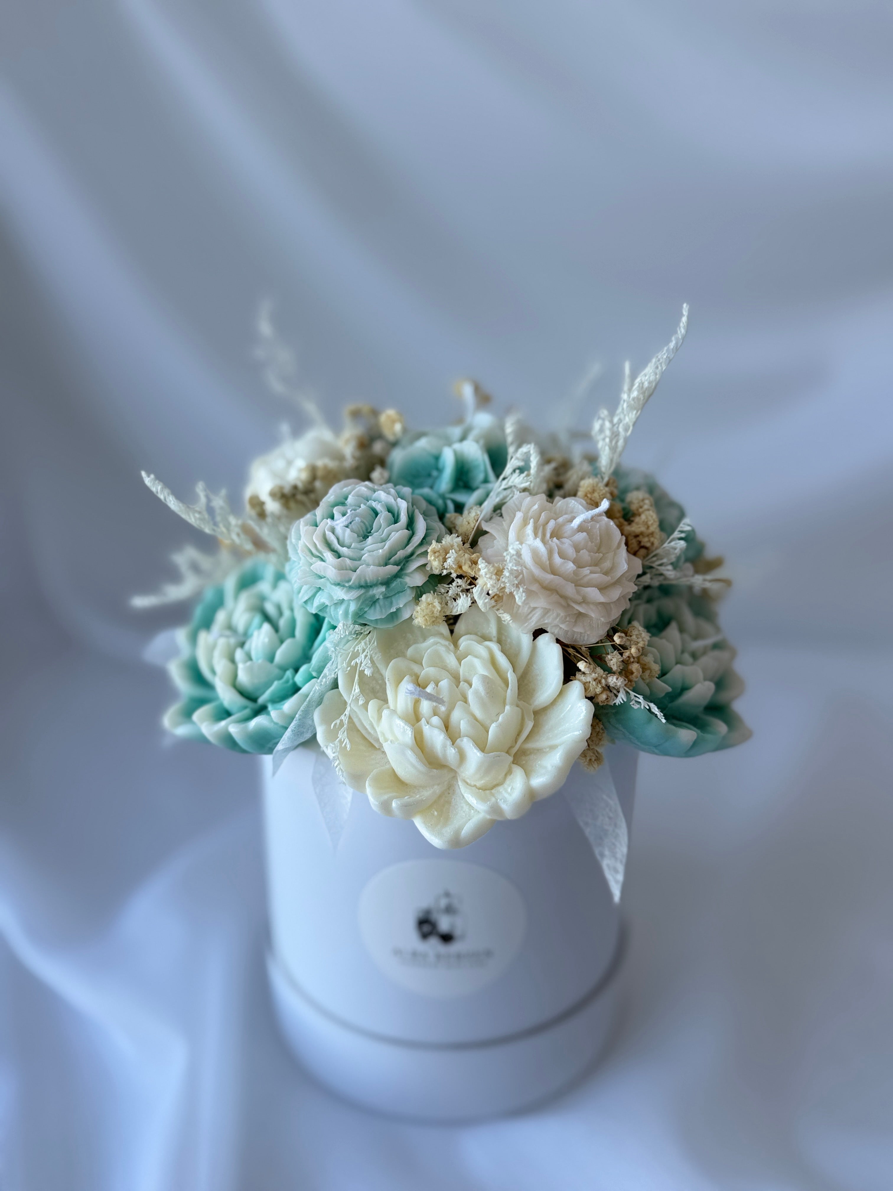 Kerzenstrauss Mint & Creme mittel