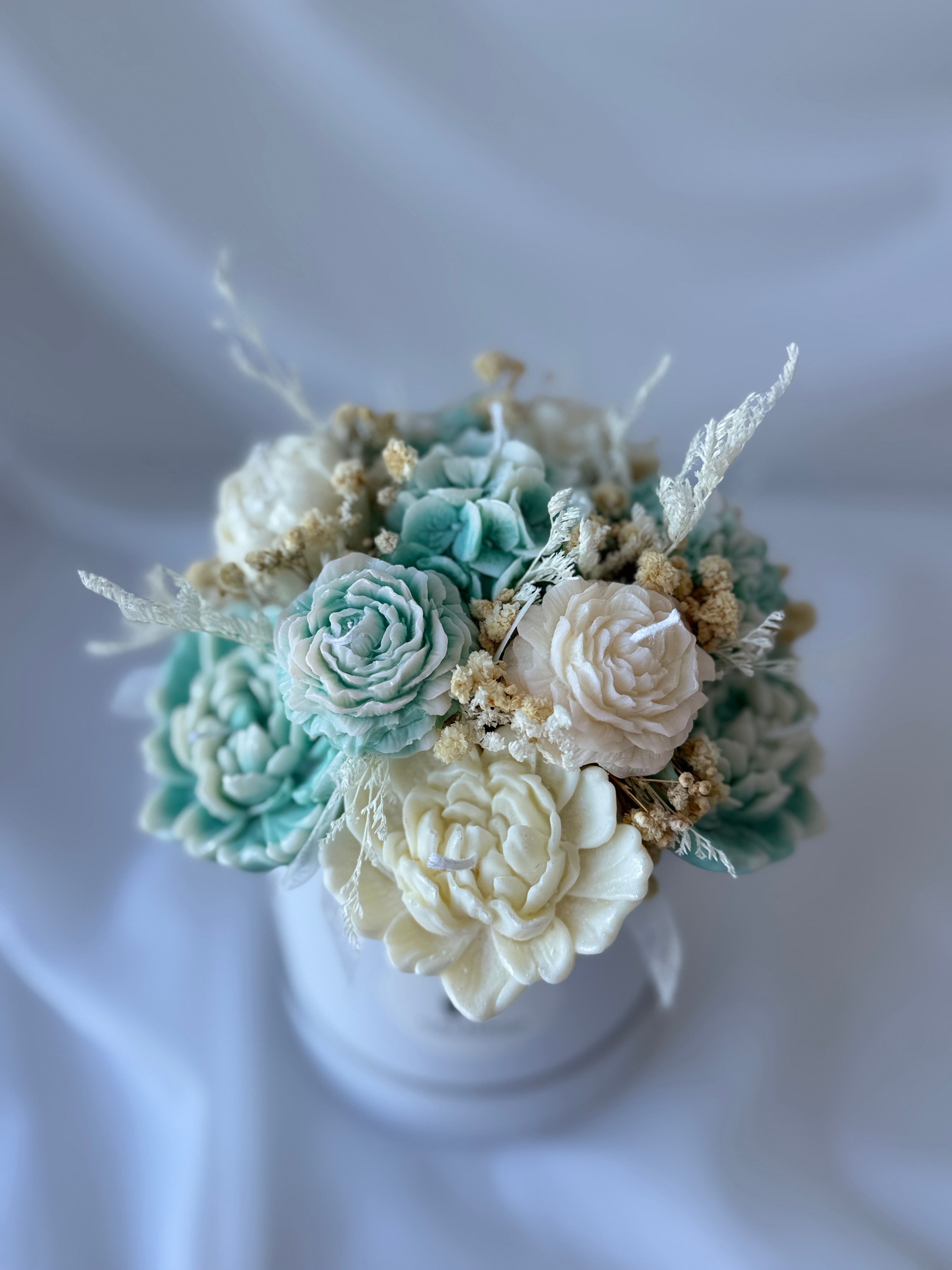 Kerzenstrauss Mint & Creme mittel