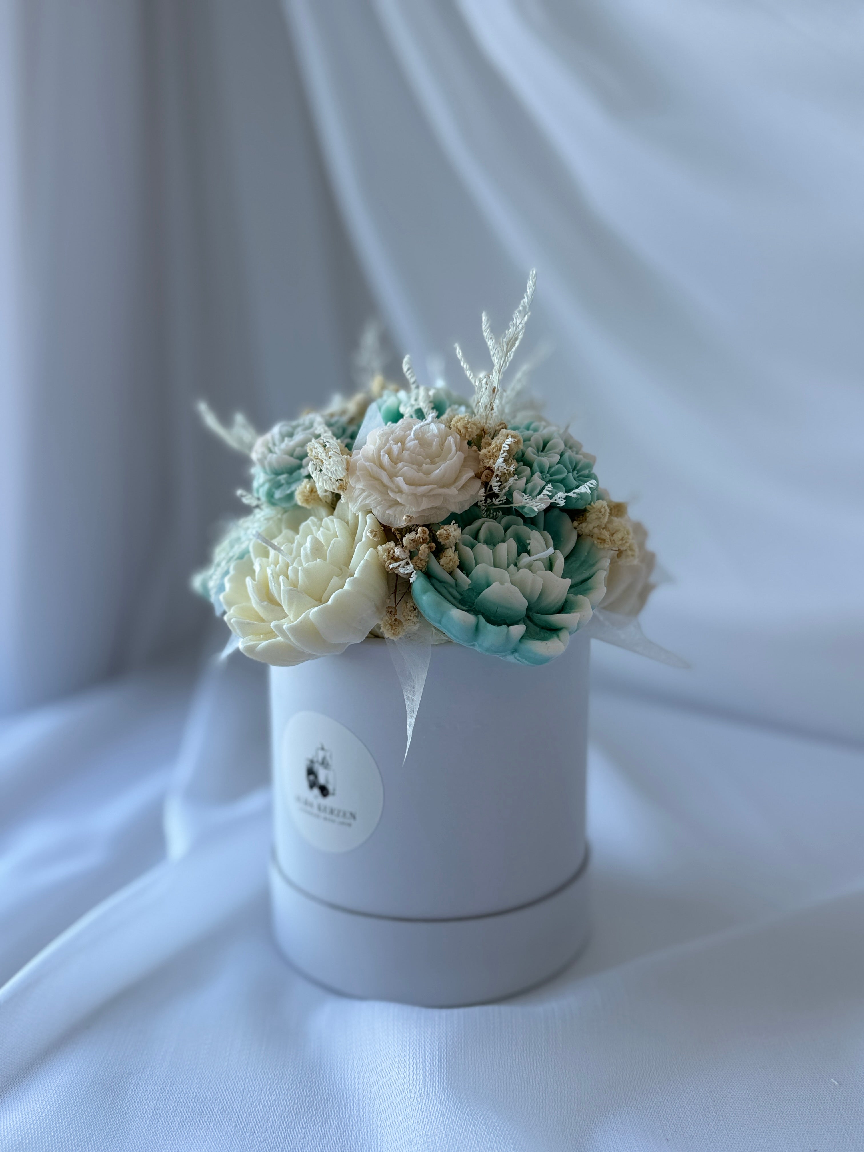 Kerzenstrauss Mint & Creme mittel