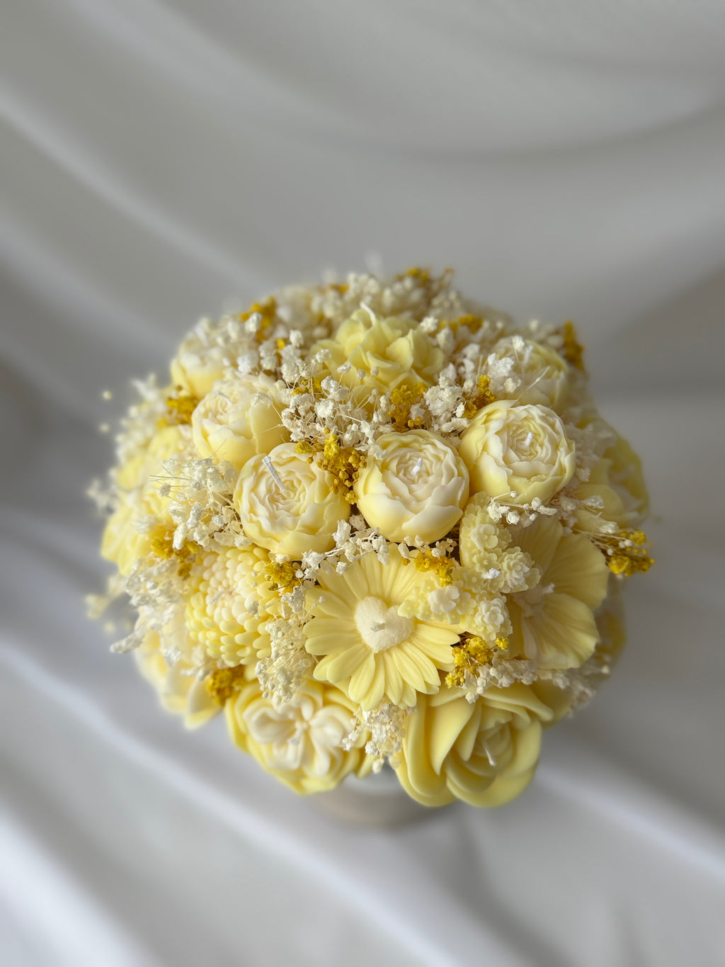 Kerzenstrauss Gelb - Blumen Kerzen Bouquet Vase