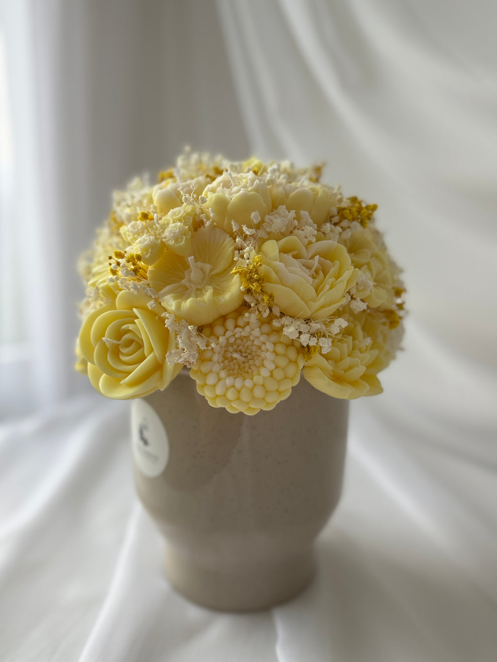 Kerzenstrauss Gelb - Blumen Kerzen Bouquet Vase