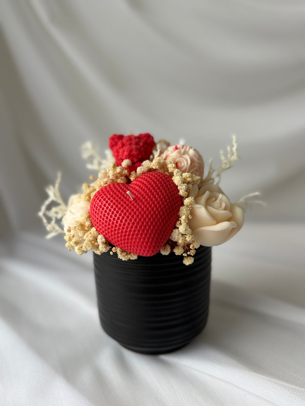 Kerzenstrauss Herz Rot Handgemacht - Love Kerzen Vase