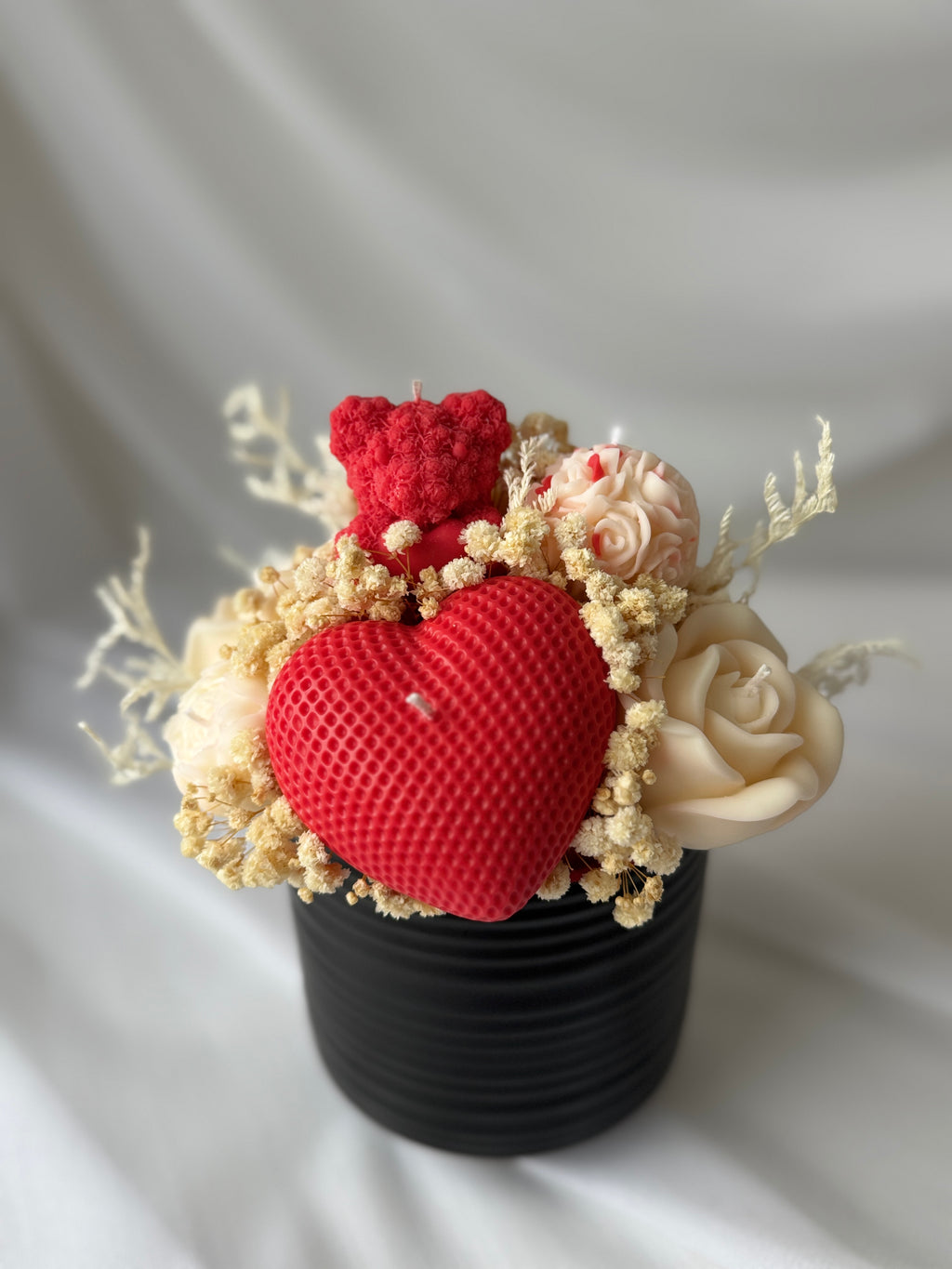 Kerzenstrauss Herz Rot Handgemacht - Love Kerzen Vase