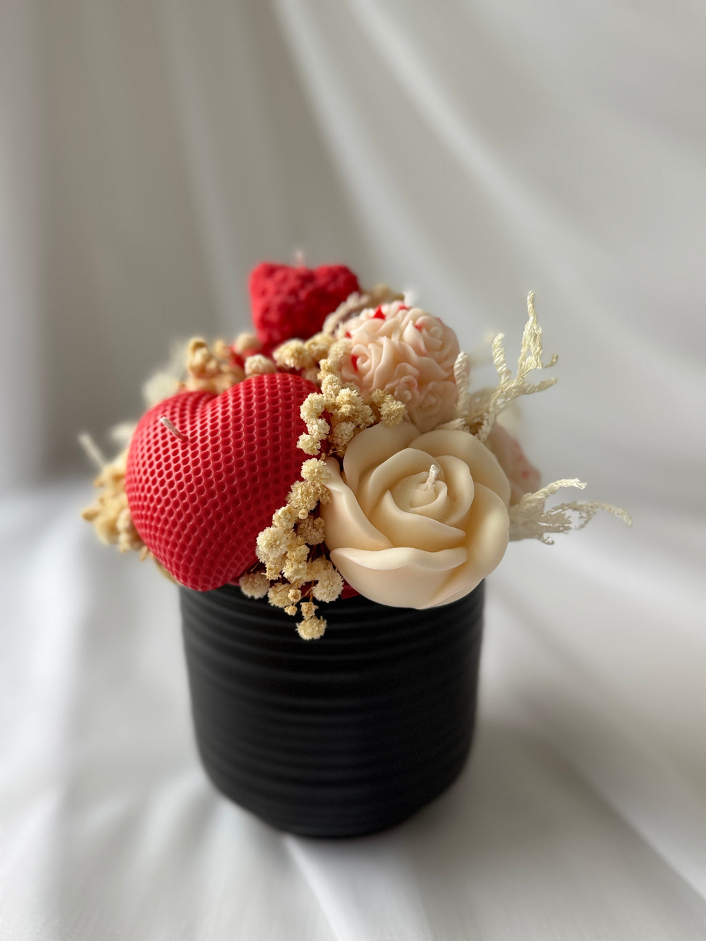 Kerzenstrauss Herz Rot Handgemacht - Love Kerzen Vase