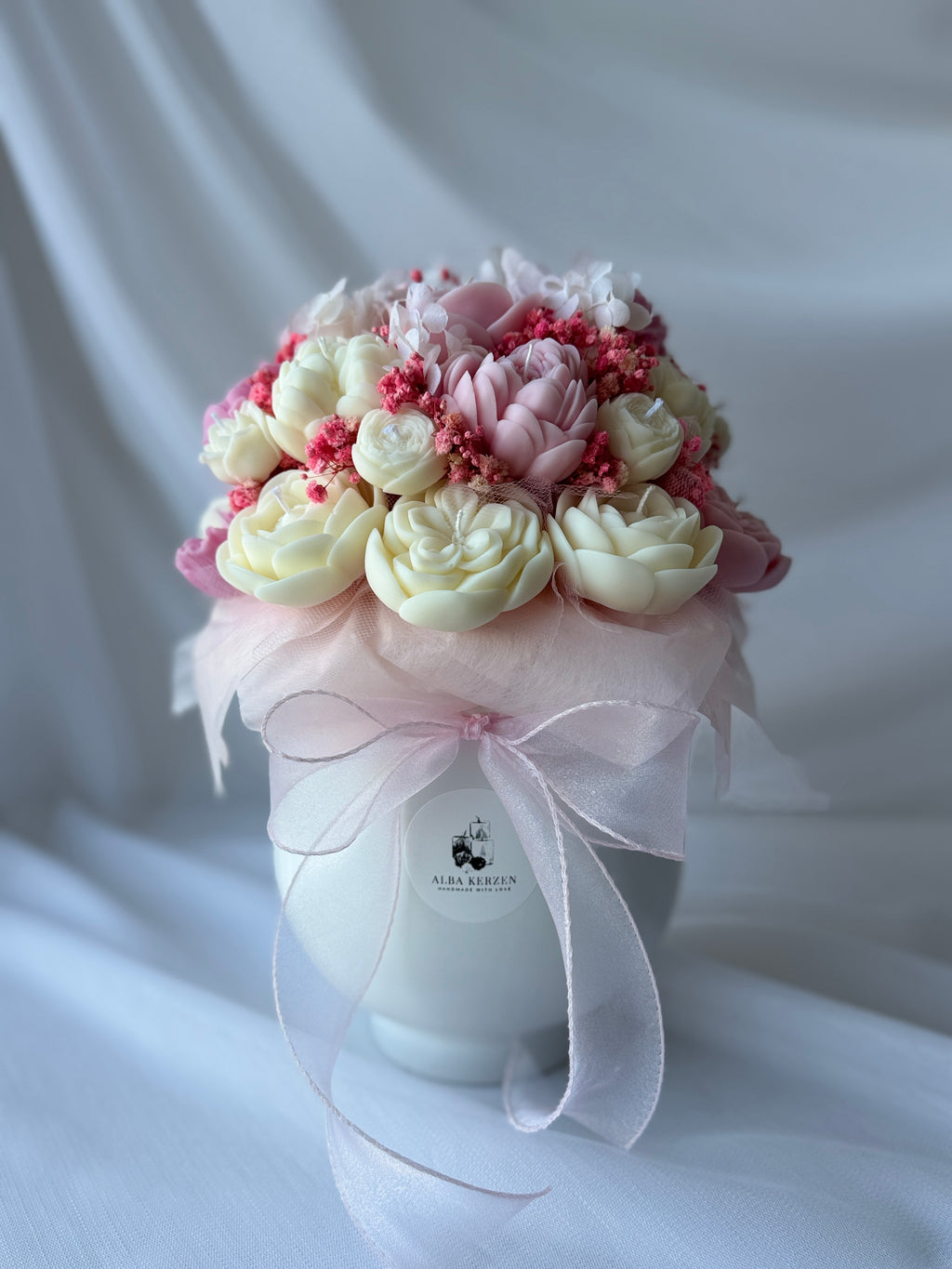 Kerzenstrauß Rosa-Creme Deluxe