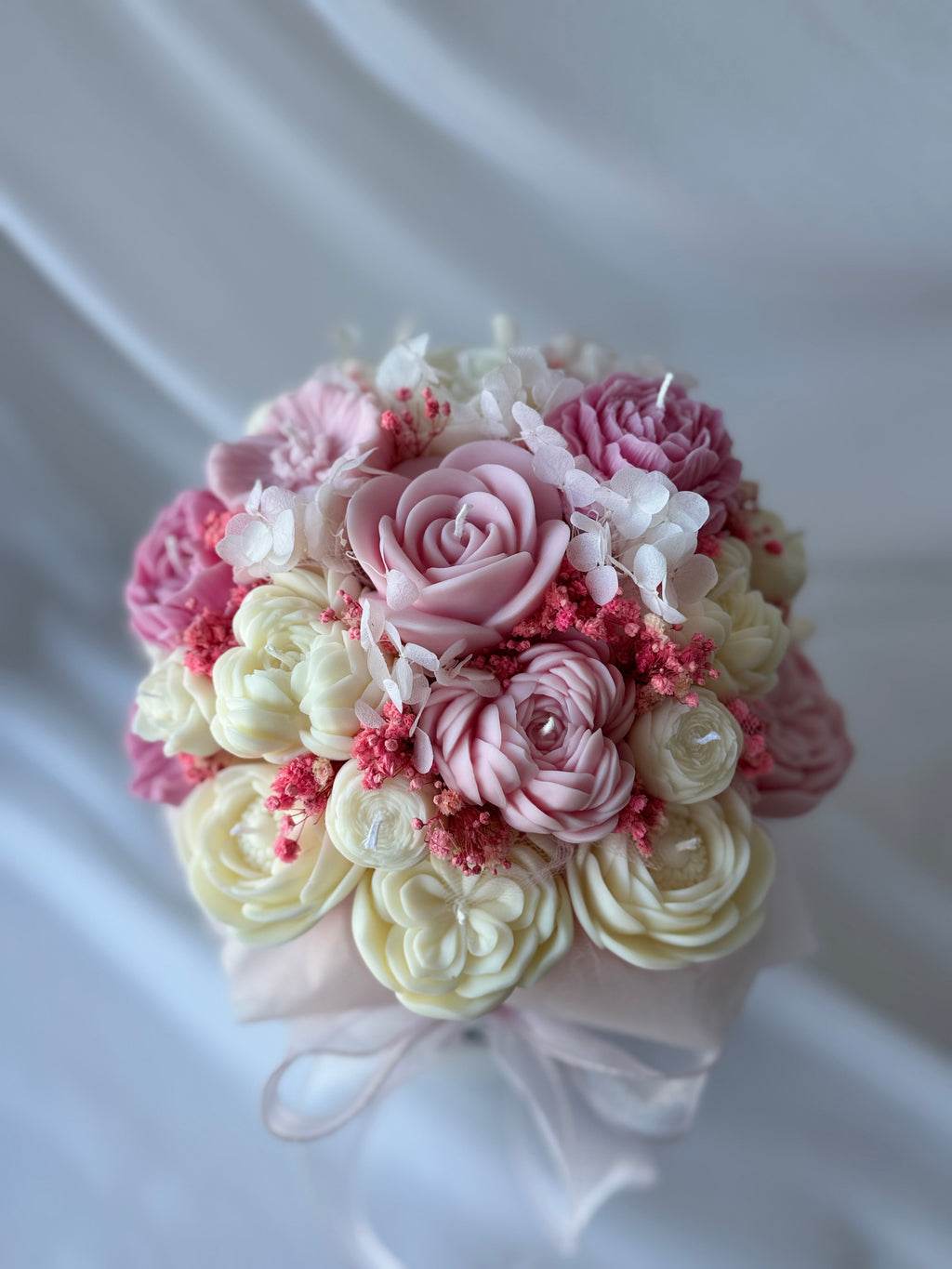 Kerzenstrauß Rosa-Creme Deluxe
