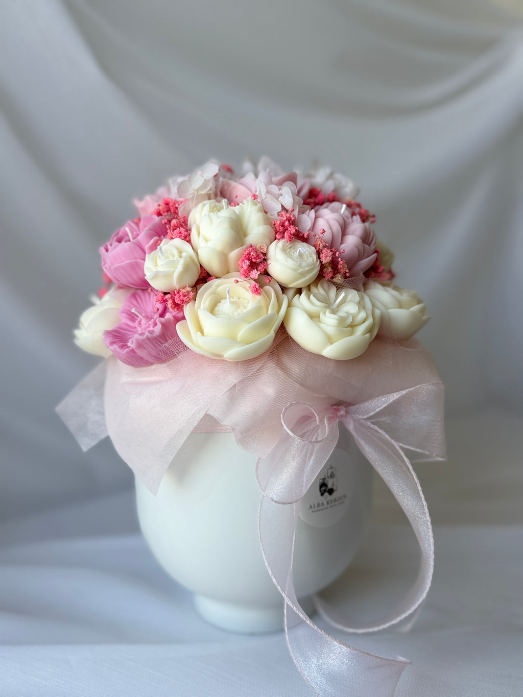 Kerzenstrauß Rosa-Creme Deluxe