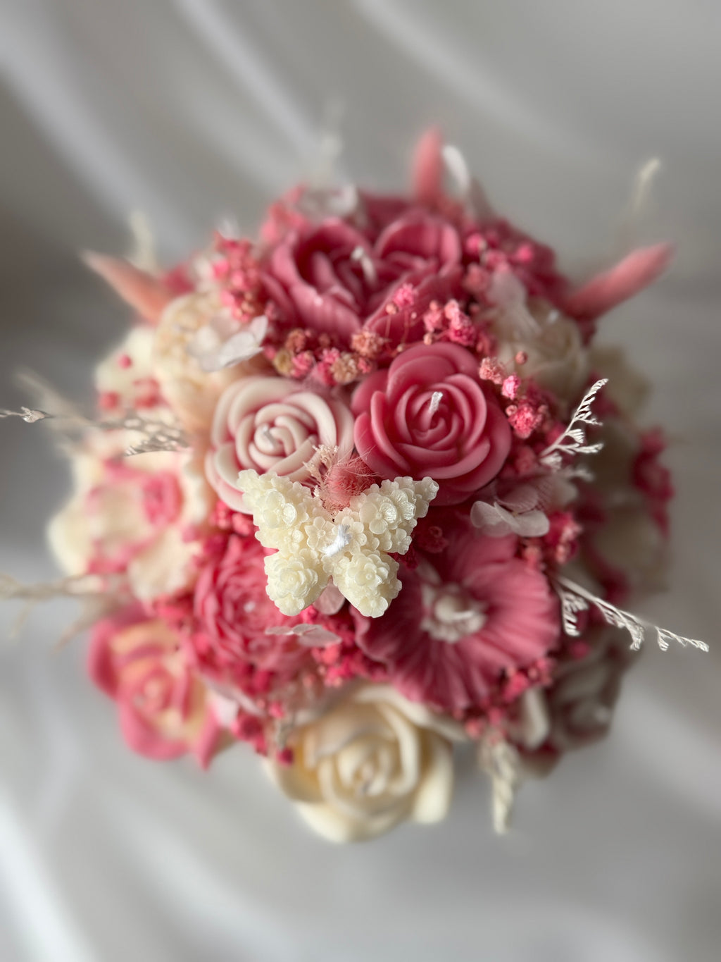 Kerzenstrauß Rosa-Weiß