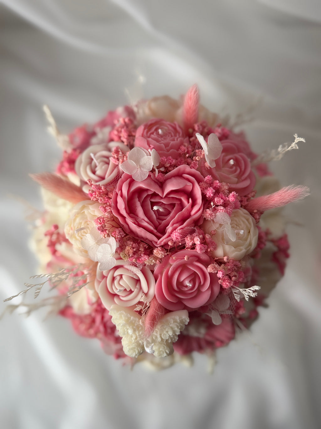 Kerzenstrauß Rosa-Weiß