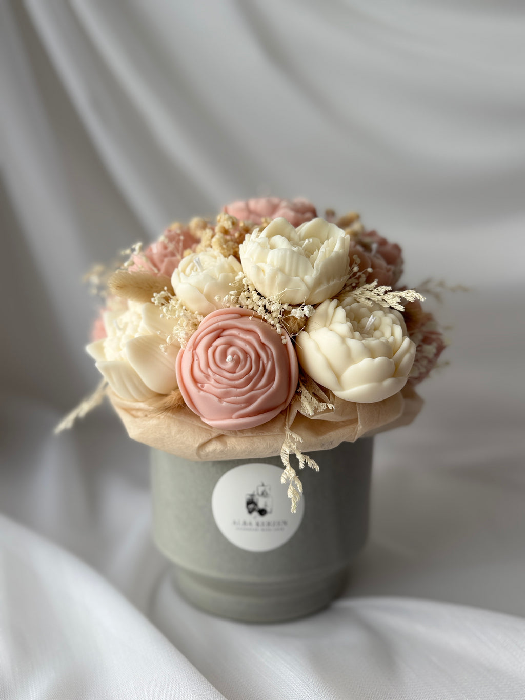 Kerzenstrauß Pastell Rosa-Creme