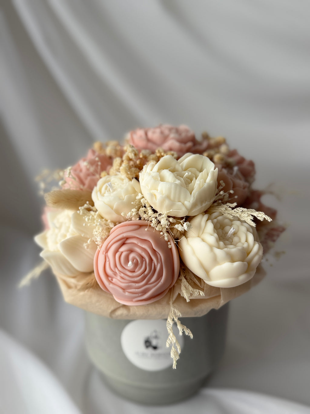 Kerzenstrauß Pastell Rosa-Creme