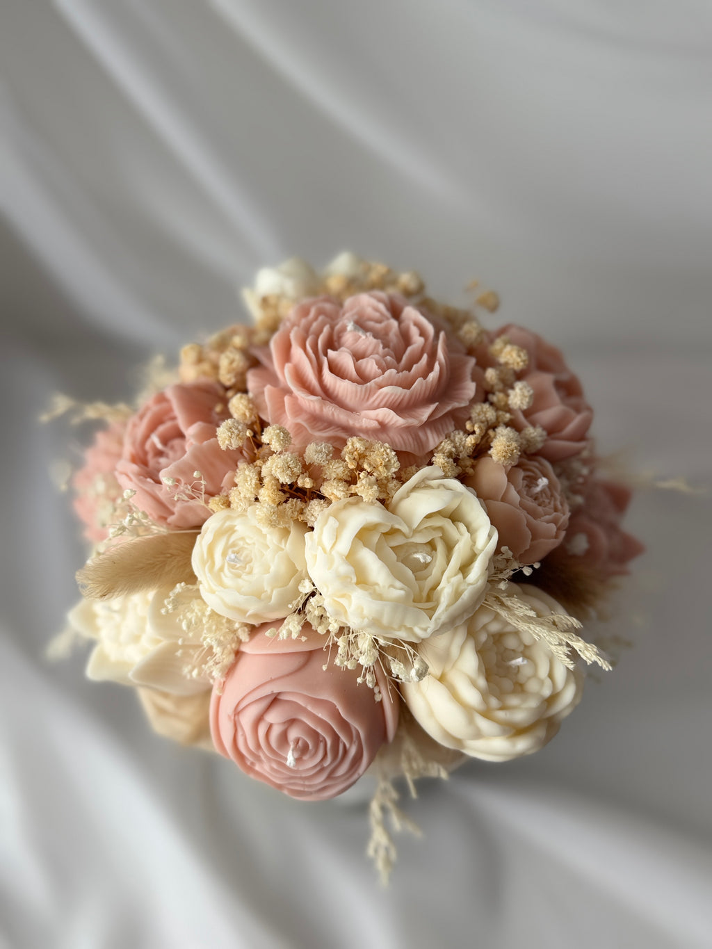 Kerzenstrauß Pastell Rosa-Creme