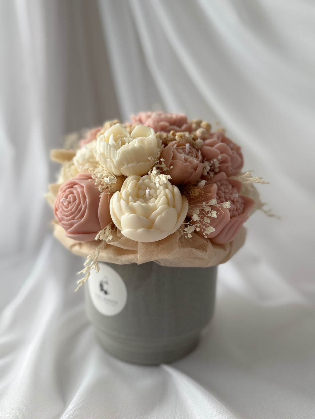 Kerzenstrauß Pastell Rosa-Creme