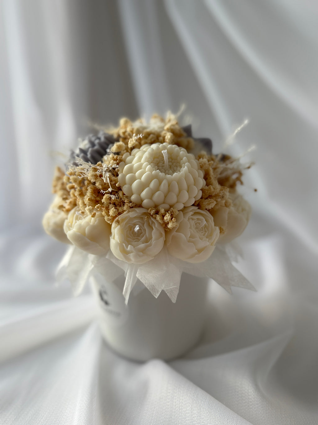 Kerzenstrauß Creme-Gold-Grau