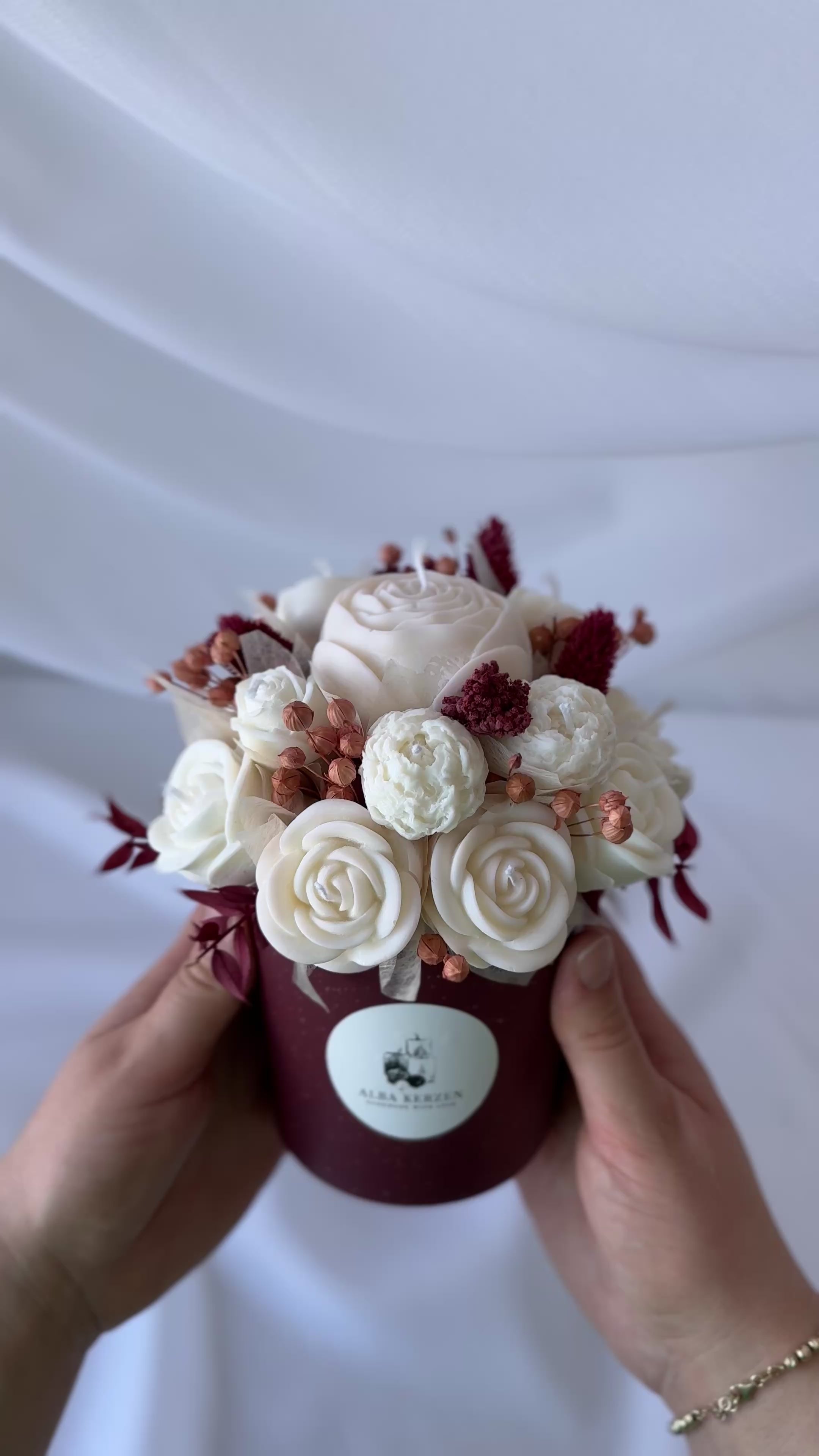 Kerzenstrauss Bordeaux Elegance mittel