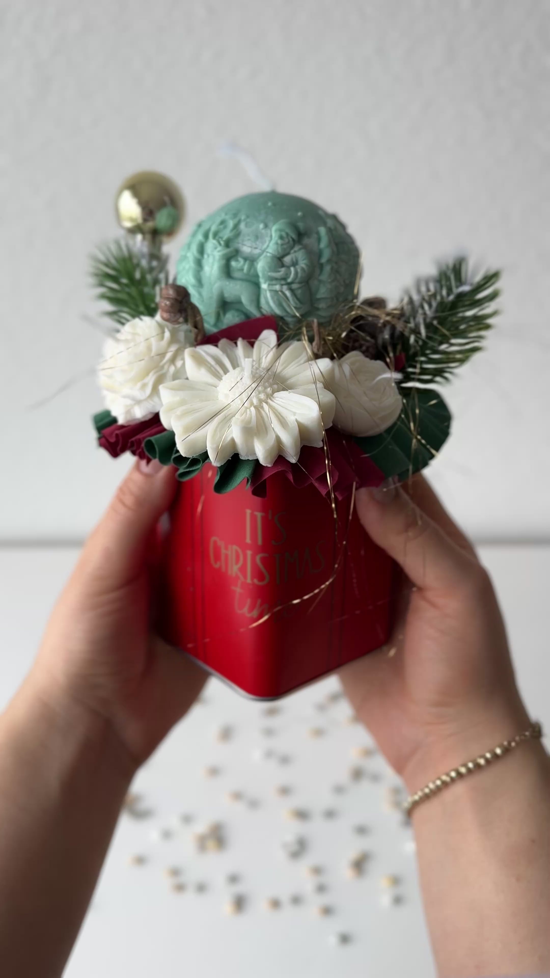 Blumenstrauß Kugel weiß/grün