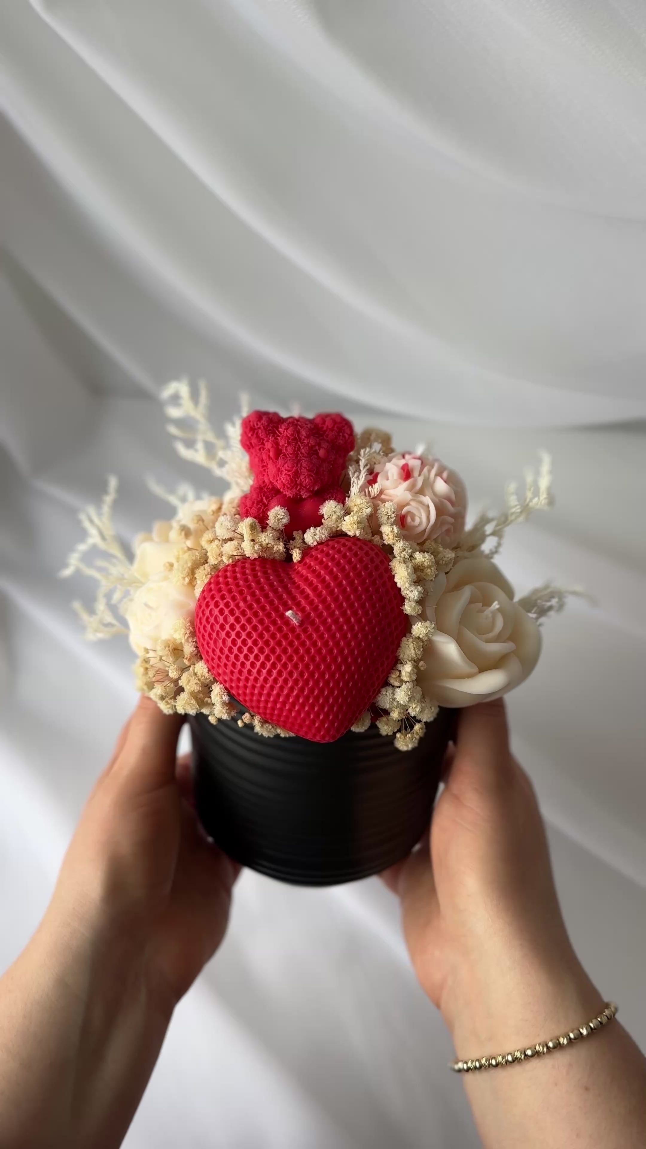 Kerzenstrauss Herz Rot Handgemacht - Love Kerzen Vase