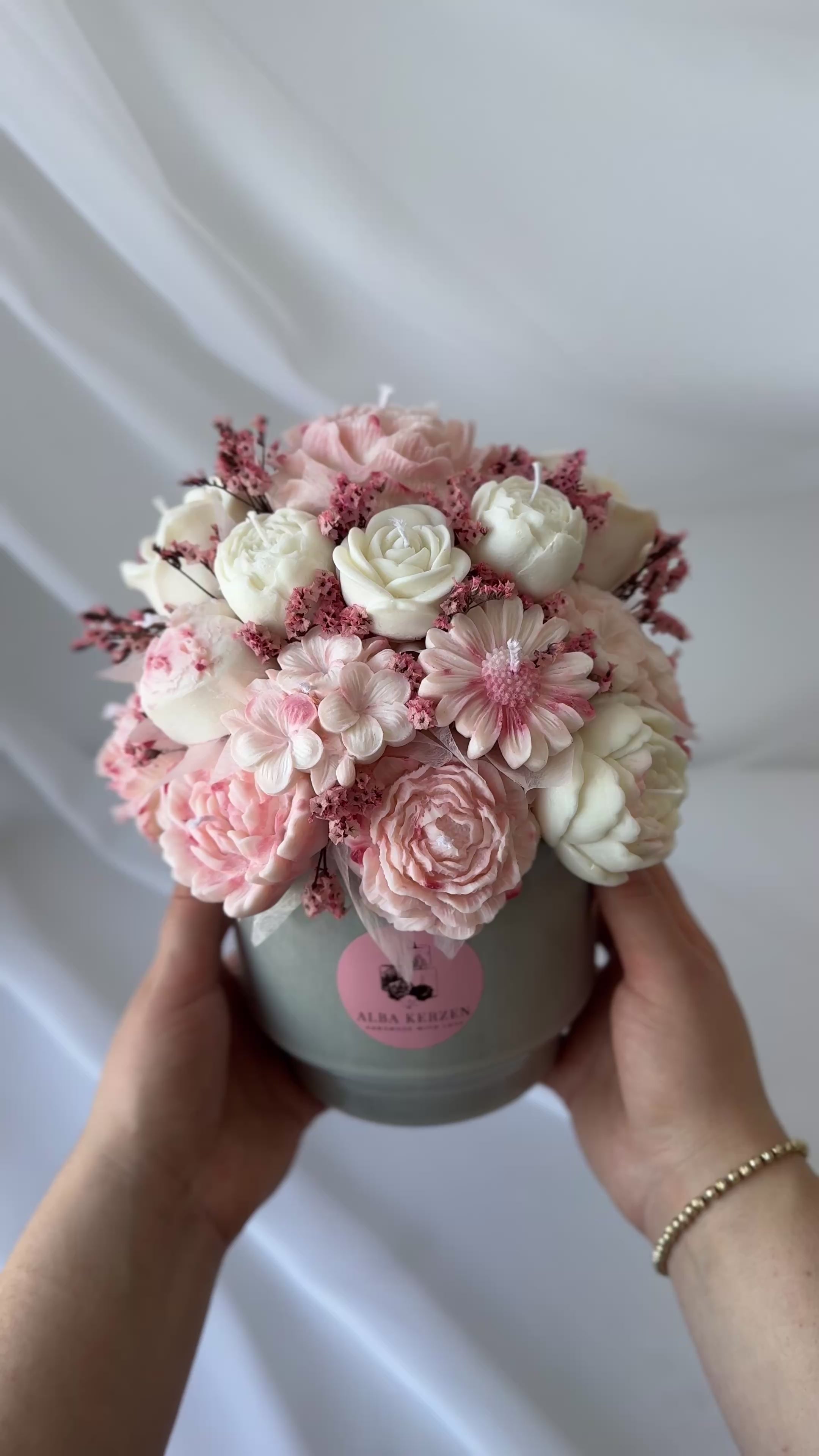 Kerzenstrauss Rosa Romance gross