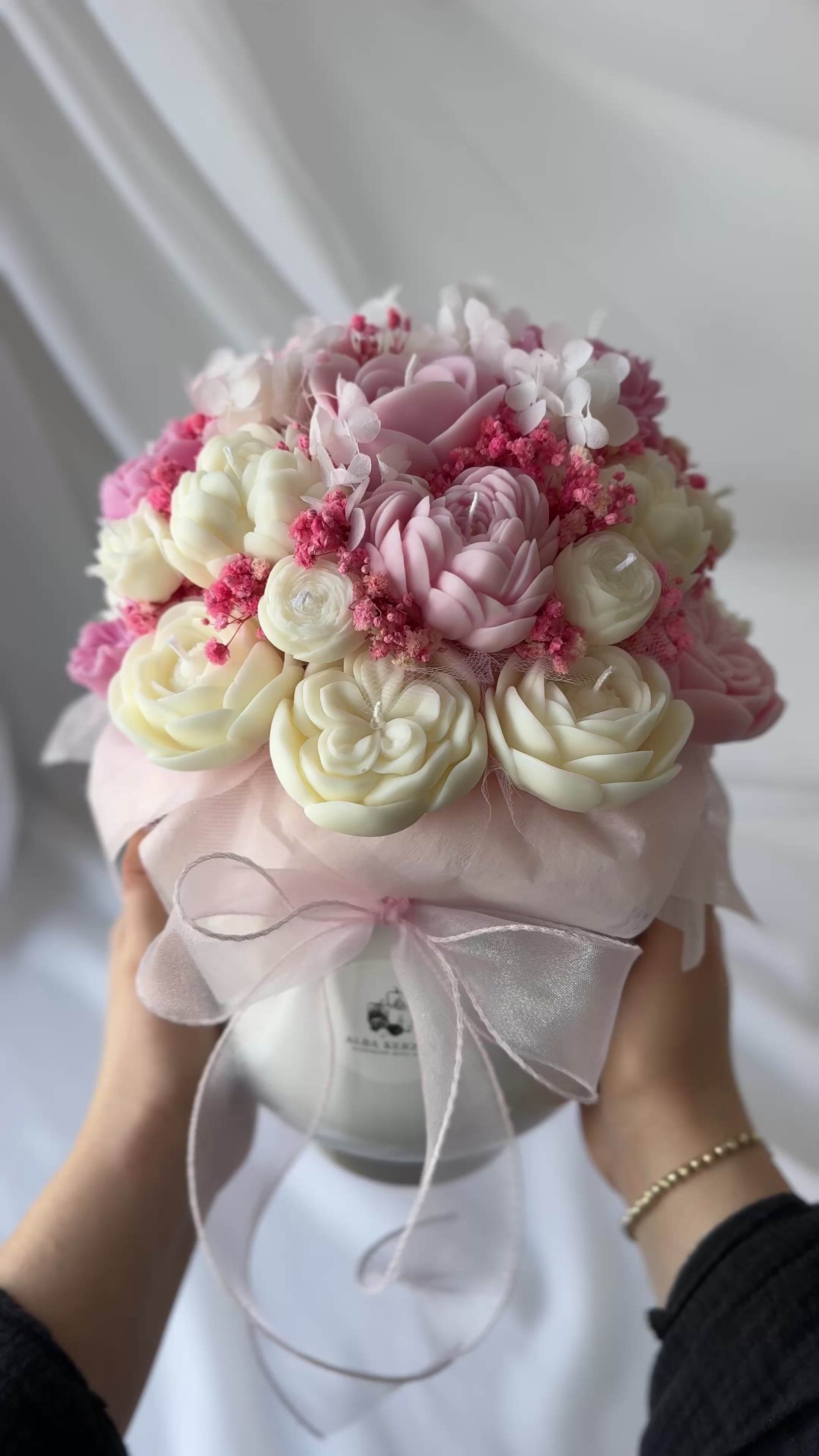 Kerzenstrauß Rosa-Creme Deluxe