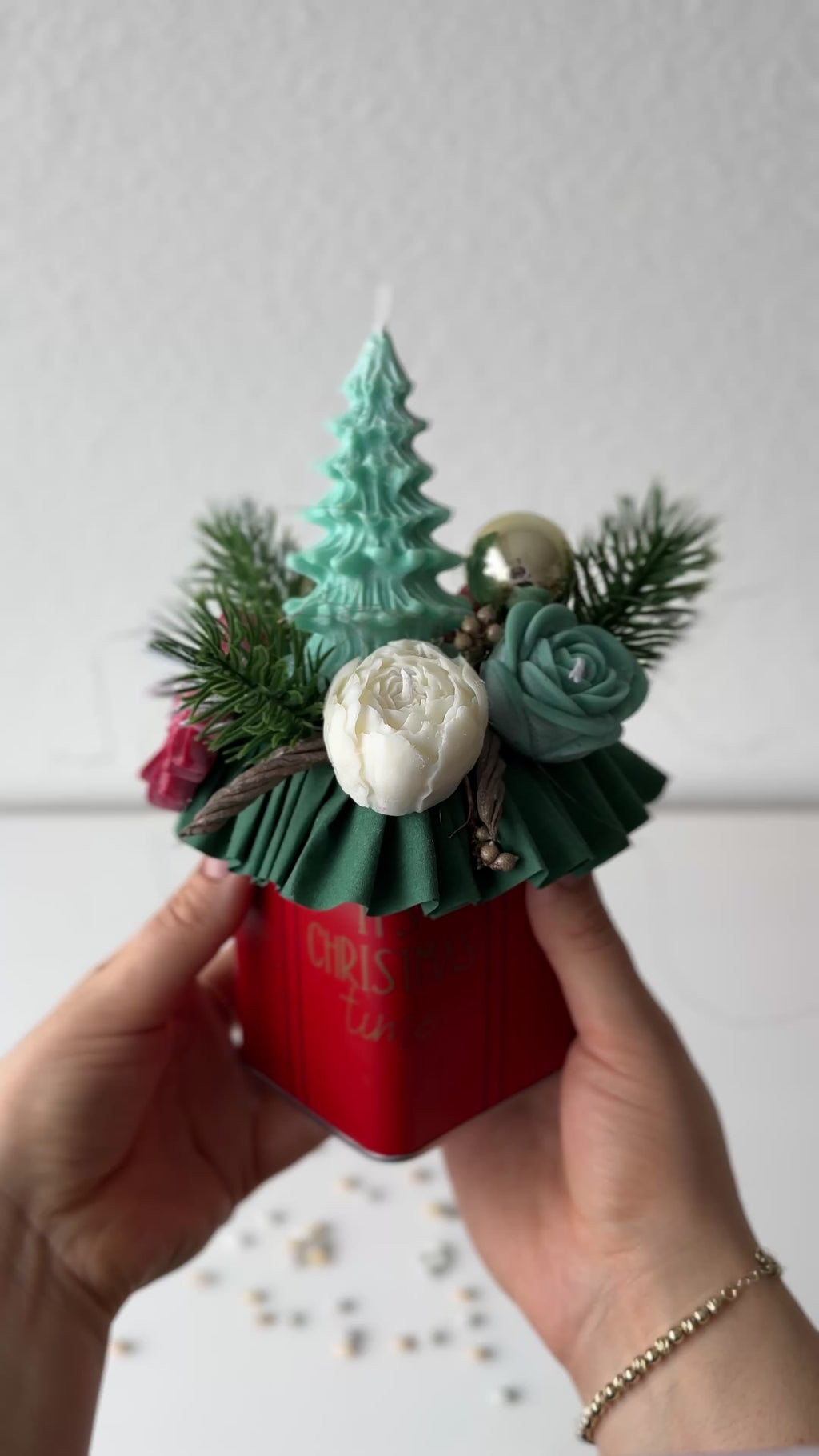 Blumenstrauß Tannenbaum weiß/grün