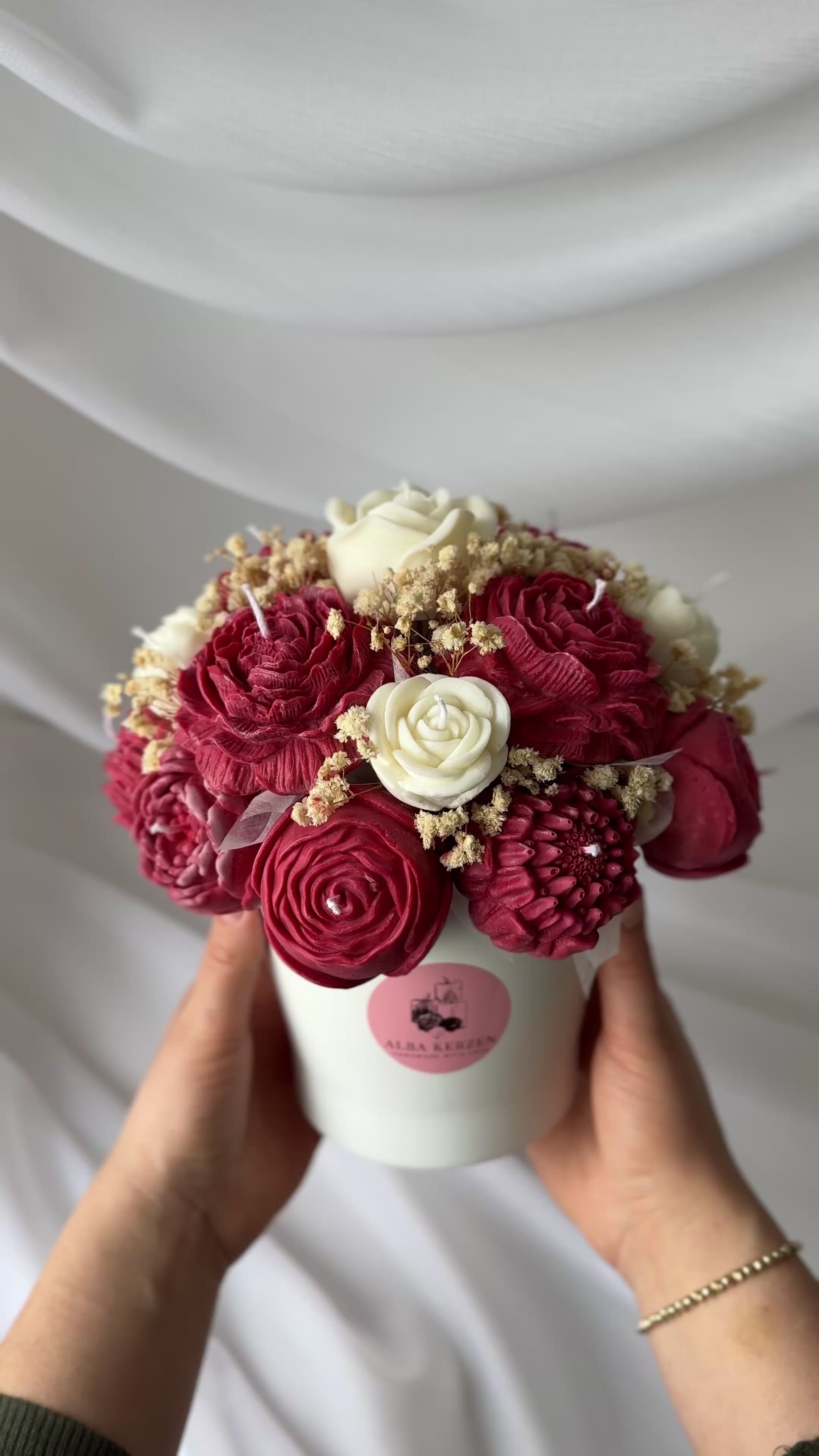 Kerzenstrauss rot/weiss gross